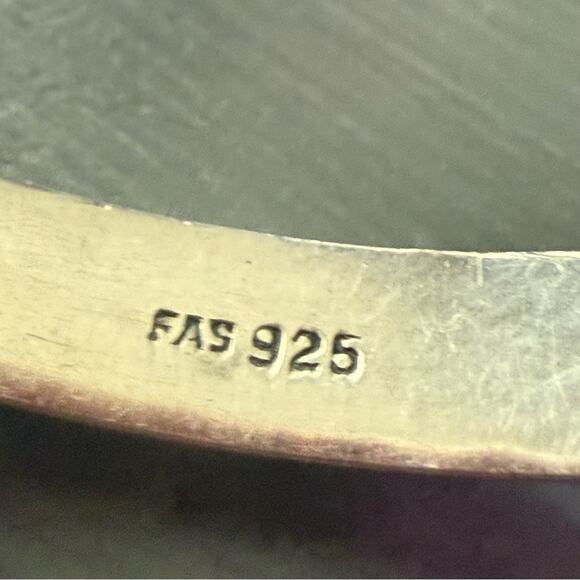 FAS Vintage Etched 925 Sterling Silver Bangle Bracelet - Picture 9 of 10